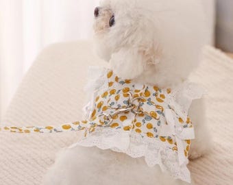 Spring Summer Plaid Dress – Harness Set for Super Small Yorkie, Teddy, Kittens, High Cute Cat & Dog Walking Vest with Leash