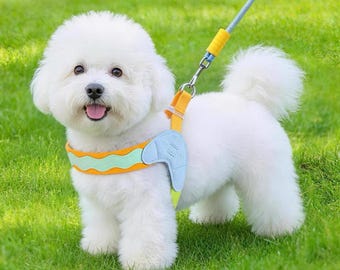 Y-Type Breathable Dog Harness – Lightweight Mesh Harness for Small Medium Dogs, No-Pull Pet Walking Leash Set for Teddy Bichon Schnauzer
