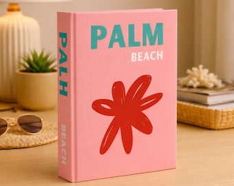 Palm Beach Decorative Book Box, Coastal Boho Hidden Storage Faux Book