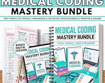 Medical Coding Physical Study Bundle | ICD-10 CM & Procedure Coding Notes | Coding Cheat Sheets | Free Digital PDF