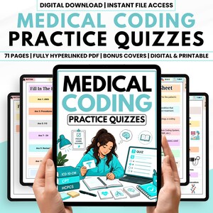 Quiz di pratica sulla codifica medica in formato PDF / Guida allo studio di fatturazione e codifica medica / Quaderno di esercizi di codifica / Domande di codifica stampabili