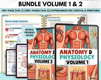 Anatomy and Physiology I & II Mega Bundle | Nursing Notes | Human Anatomy Labeling, Pocket Guide, Cheat Sheets, Coloring Book, Worksheets