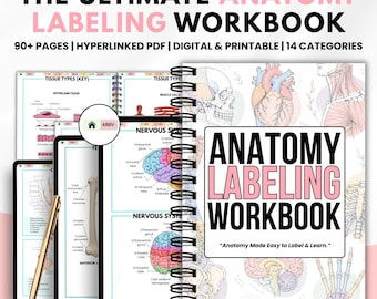Anatomy Labeling Workbook PDF | Human Body Systems Study Guide | Skeleton & Organ Labeling Practice | Medical Student Resource