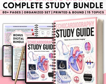 Echocardiography Study Guide | Cardiac Ultrasound Book for Nursing Students | Echo Notes & Doppler Reference | Physical Book