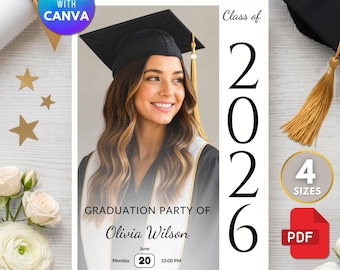 Editable Nursing School Graduation Invitation Photo Template 2026 | Nurse Grad Gift