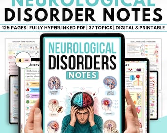 Neurological Disorders Notes Bundle PDF | Nursing Study Guide | Medical Notes | Digital Download