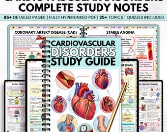 Cardiovascular Study Guide PDF | Nursing Notes Bundle | Heart Disorders Guide | Medical Study Notes | Printable Nursing Resource