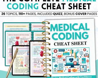 Medical Coding Study Guide & Cheat Sheet Pdf | ICD 10 CPT HCPCS Quick Reference | Billing and Coding Notes | Digital Download
