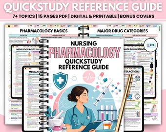 Nursing Pharmacology Study Guide PDF | Quick Reference Notes, Drug Categories & Medication Safety | Instant Download