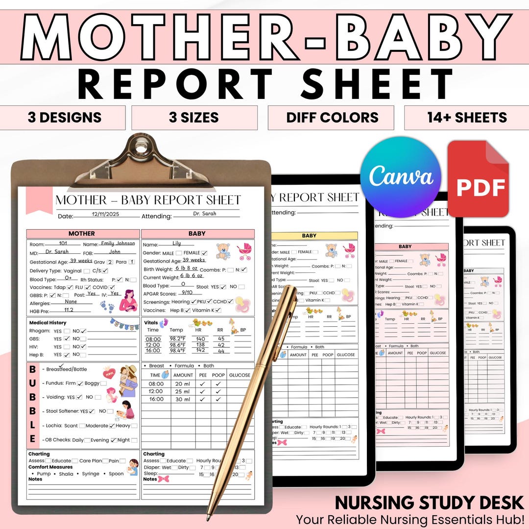 Maternity Observation Chart.pdf Editable Mother Baby Report Sheet | Postpartum Nursing Brain Sheet | OB ...