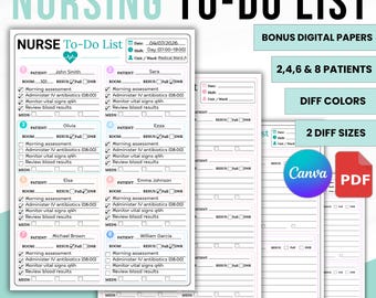 Nurse To Do List Template | Editable Canva | RN Planner | Nursing Student Gift | Instant Download