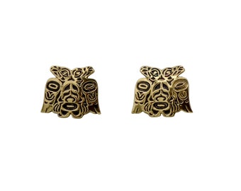 Lovebirds Alchemia Gold Post Earrings - 3/4 inch