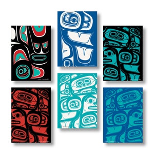 Formline Variations - Formline Art Card Set (6 disegni per scatola) - Tlingit Northwest Native American Art Cards - 5"x 7"