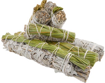 White Sage & Sweetgrass Smudge Bundle 8"- 9"