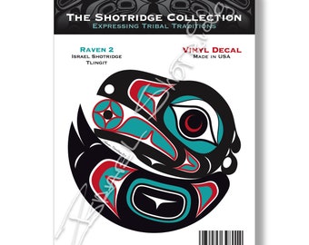 Raven 2 Large 4" x 6" Vinyl Decal / Tlingit Northwest Native American Artist Israel Shotridge