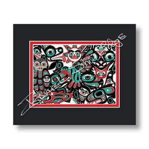Shotridge 30e verjaardag / 8" X 10" gematteerde kunstkaart / Tlingit Northwest Native American Artist Israel Shotridge