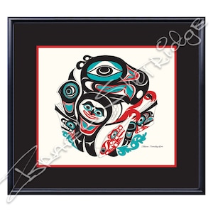 Going to the Potlatch 17" x 16" Open Edition Art Print (Framed) / Tlingit Northwest Native American Artist Israel Shotridge