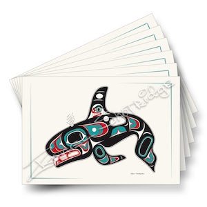 Killer Whale Art Cards / 6 Card Collection / Formline Art Card Set / Tlingit Northwest Native American Artist Israel Shotridge