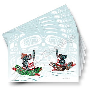 Tarjetas de arte del 25 aniversario de Shotridge / Colección de 6 tarjetas / Conjunto de tarjetas de arte Formline / Artista nativo americano del noroeste de Tlingit Israel Shotridge