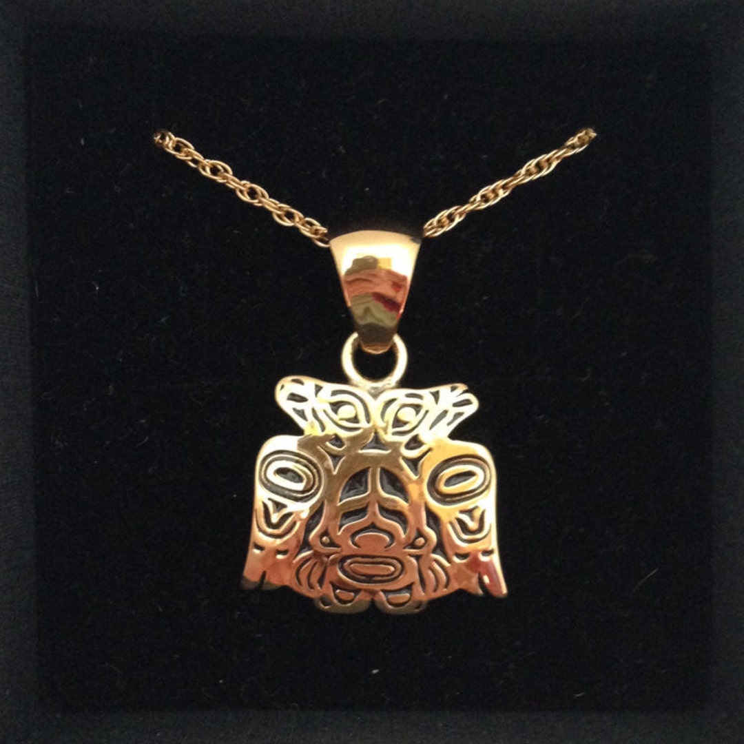 Alchemia Zero Gold Lovebird Necklace, Northwest Native Design - Etsy