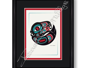 Eagle 8" x 10" Framed Art Card / Tlingit Northwest Native American Artist Israel Shotridge