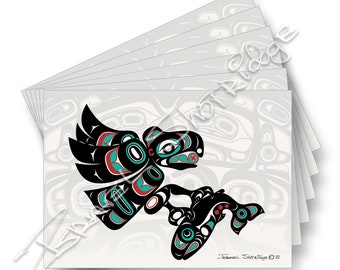 Eagle Salmon & House Screen / Colección de 6 tarjetas / Formline Art Card Set / Artista nativo americano del noroeste tlingit Israel Shotridge