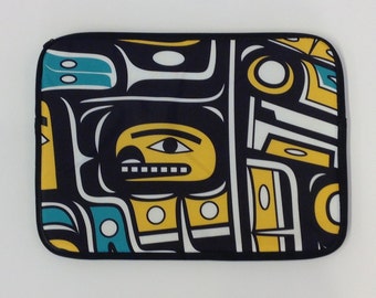 CHILKAT iPad/Laptop Zippered Sleeve designed by Tlingit Artist Israel Shotridge Northwest Native American
