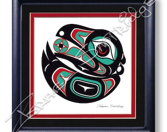 Raven 2  8" x 8" Giclée Art Print (Framed) / Tlingit Northwest Native American Artist Israel Shotridge