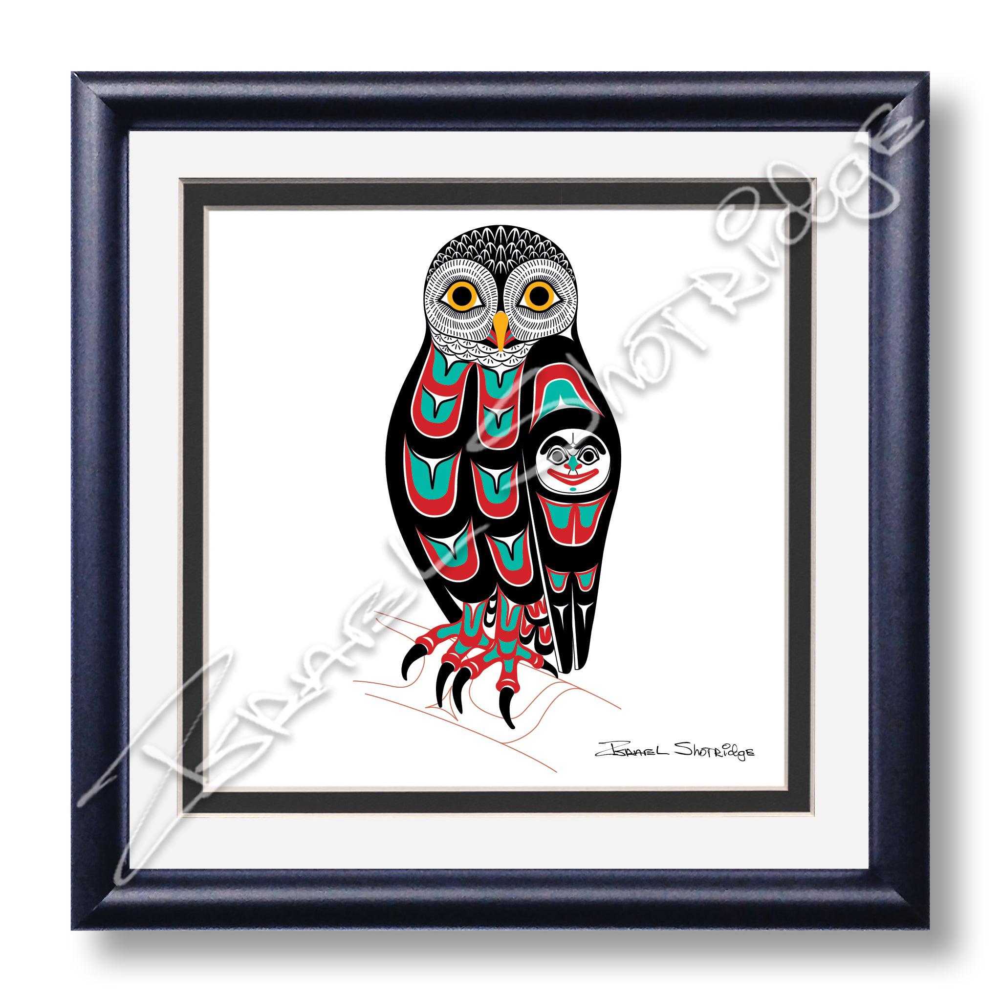 Owl 8" x 8" Giclée Art Print (Framed) / Tlingit Northwest Native American Artist I