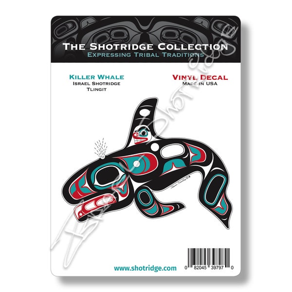 Killer Whale Extra Large 6" x 8" Vinyl Decal / Tlingit Northwest Native American Artist Israel Shotridge