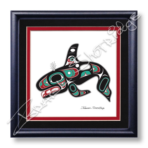 Killer Whale  8" x 8" Giclée Art Print (Framed) / Tlingit Northwest Native American Artist Israel Shotridge