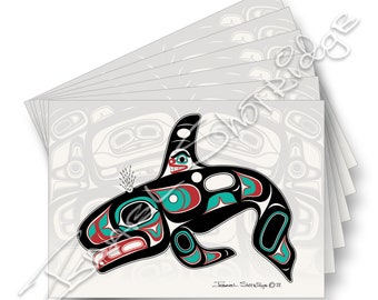 Killer Whale & Screen / 6 Card Collection / Formline Art Card Set / Tlingit Northwest Native American Artist Israel Shotridge