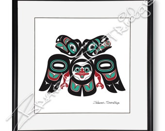 Lovebirds Limited Edition Giclée Art Print (Single Matte Framed) / Tlingit Northwest Native American Artist Israel Shotridge