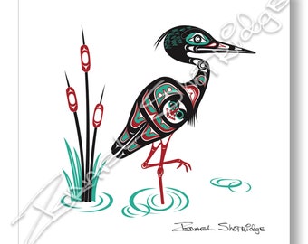 Heron XL Limited Edition Giclée Art Print (Unframed) / Tlingit Northwest Native American Artist Israel Shotridge