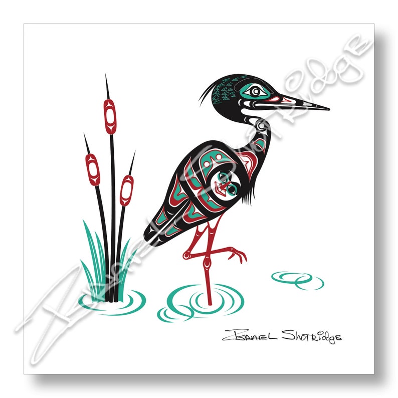 Tlingit Northwest Native American Artist Israel Shotridge Unframed Heron XL Limited Edition Gicl\u00e9e Art Print