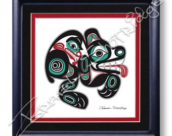 Bear  8" x 8" Giclée Art Print (Framed) / Tlingit Northwest Native American Artist Israel Shotridge