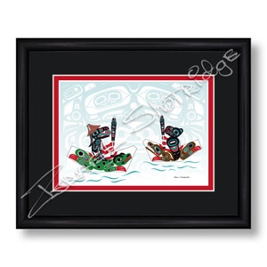 Shotridge 25th Anniversary 10" X 8" Tarjeta de arte enmarcada / Tlingit Northwest Native American Artist Israel Shotridge