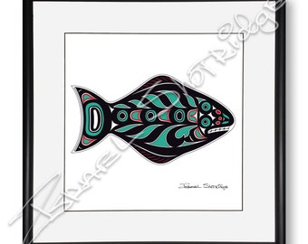 Halibut Limited Edition Giclée Art Print (Single Matte Framed) / Tlingit Northwest Native American Artist Israel Shotridge