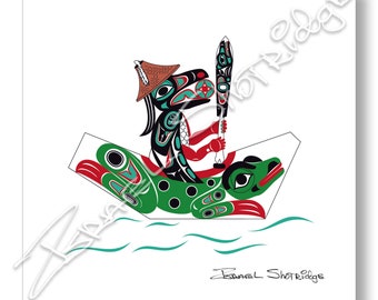 Raven & Frog Canoe Limited Edition Giclée Art Print (Unframed) / Tlingit Northwest Native American Artist Israel Shotridge