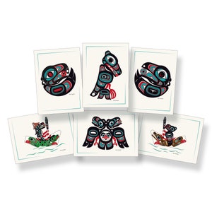 Raven & Eagle Collection - Formline Art Card Set (6 disegni per scatola) - Tlingit Northwest Native American Art Card - 5"x 7"