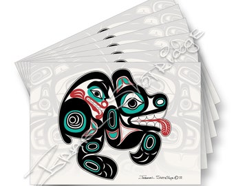 Pantalla Bear & House / Colección de 6 tarjetas / Conjunto de tarjetas de arte Formline / Artista nativo americano del noroeste Tlingit Israel Shotridge