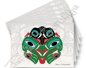 Baby Raven Frog & House Screen / Colección de 6 tarjetas / Formline Art Card Set / Artista nativo americano del noroeste tlingit Israel Shotridge