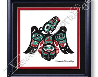 Raven's Journey  8" x 8" Giclée Art Print (Framed) / Tlingit Northwest Native American Artist Israel Shotridge