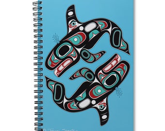 Cuaderno en espiral Killer Whale Formline / Regalos nativos americanos / Arte de la costa noroeste diseñado por el artista Tlingit Israel Shotridge