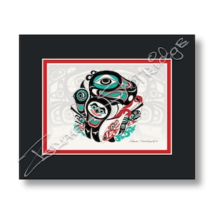 Going to the Potlatch & House Screen 10" X 8" Matted Art Card / Tlingit Northwest Native American Artist Israel Shotridge