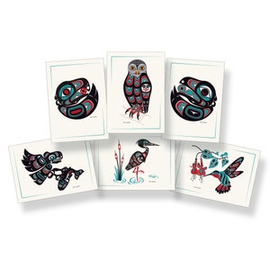 Northwest Birds of the Northwest Art Cards / 6 Card Collection / Formline Art Card Set / Tlingit Northwest Native American Art Cards