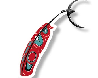 Red Feather Acrylic Key Ring