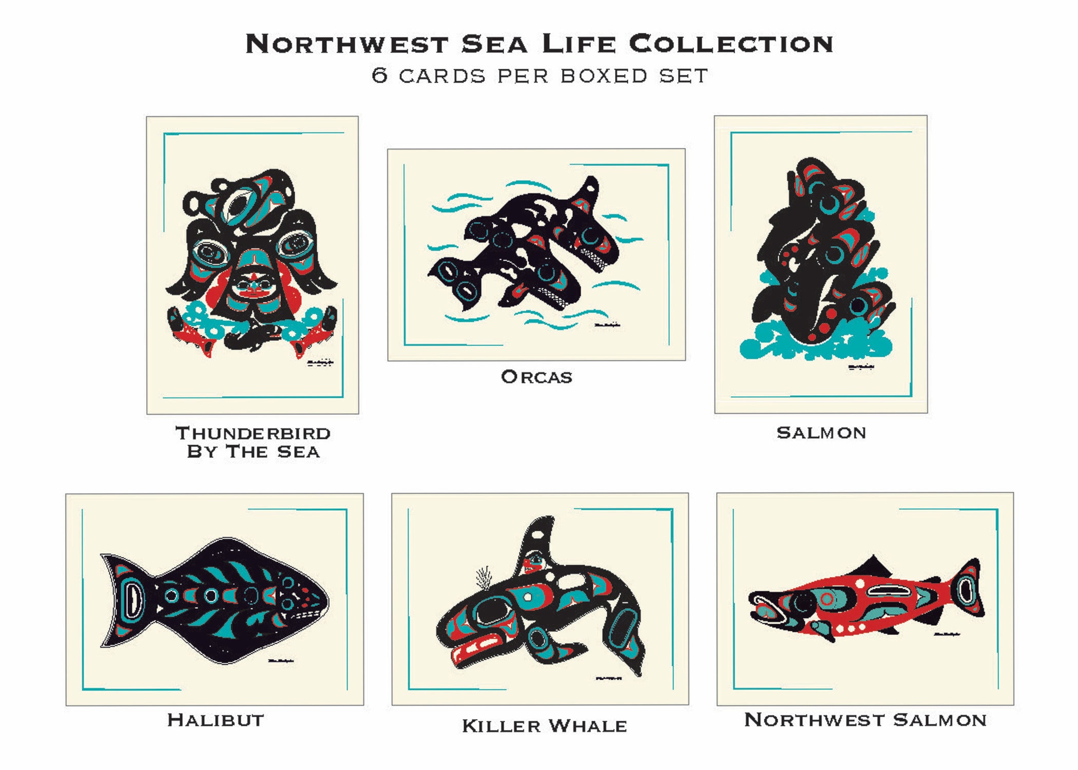 Northwest Sea Life Collection - Formline Art Card Set (6 Designs 
