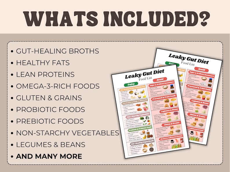 Lean Gut Example Leaky Gut Diet Food List Printable, Gut Healing Foods to Eat and Avoid ...