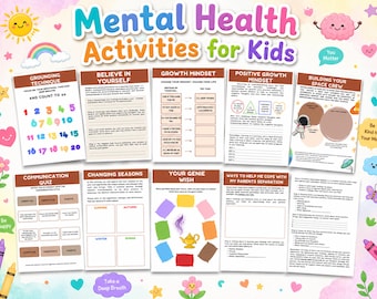 Mental Health Activities for Kids Printable PDF Social Emotional Learning Worksheets Growth Mindset Coping Skills Workbook Children Resource